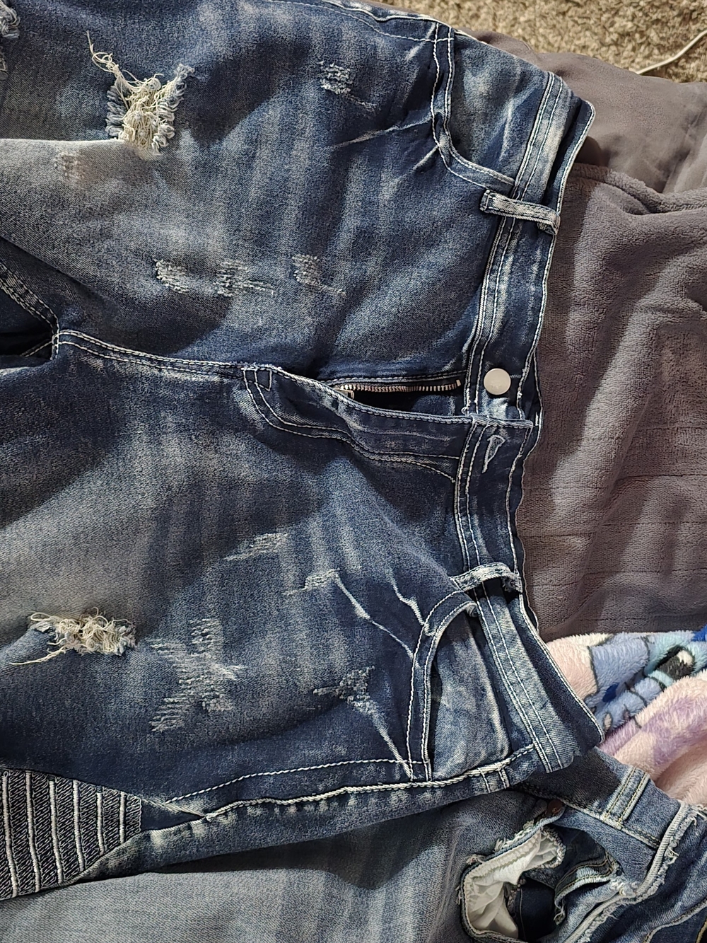 Women’s Distressed Dark Blue Jean Shorts